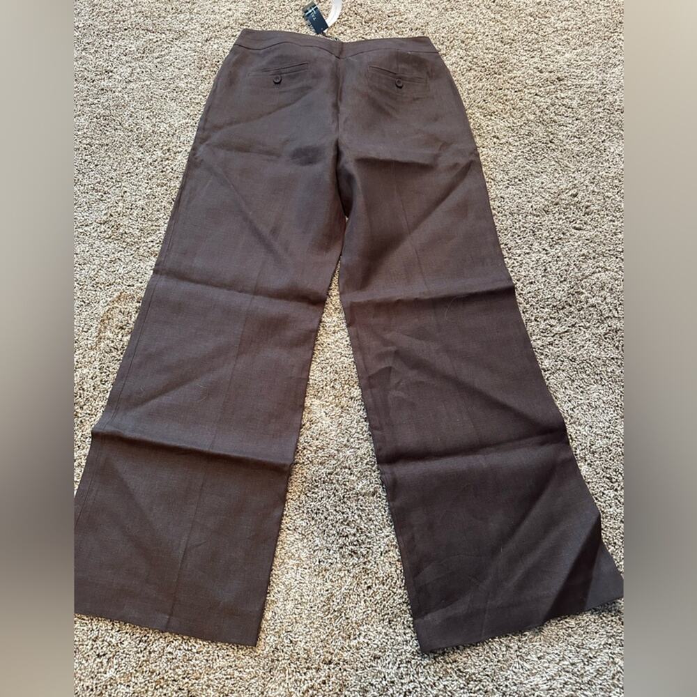 Talbots Brown Women’s 14 Heritage wide leg Pure Irish Linen pant ☘️ 👖 NWT - Picture 3 of 15